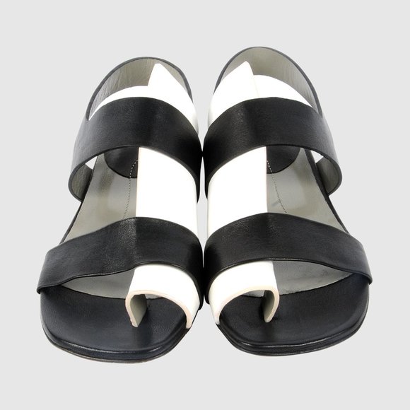 Ixos Black & White Handcrafted Leather Sandal - Picture 2 of 5